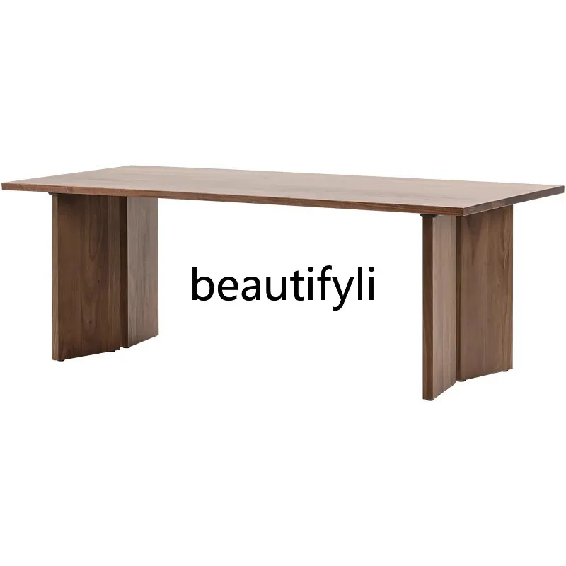 

Nordic all-solid wood long conference table modern simple office table and chair designer creative negotiation log workbench