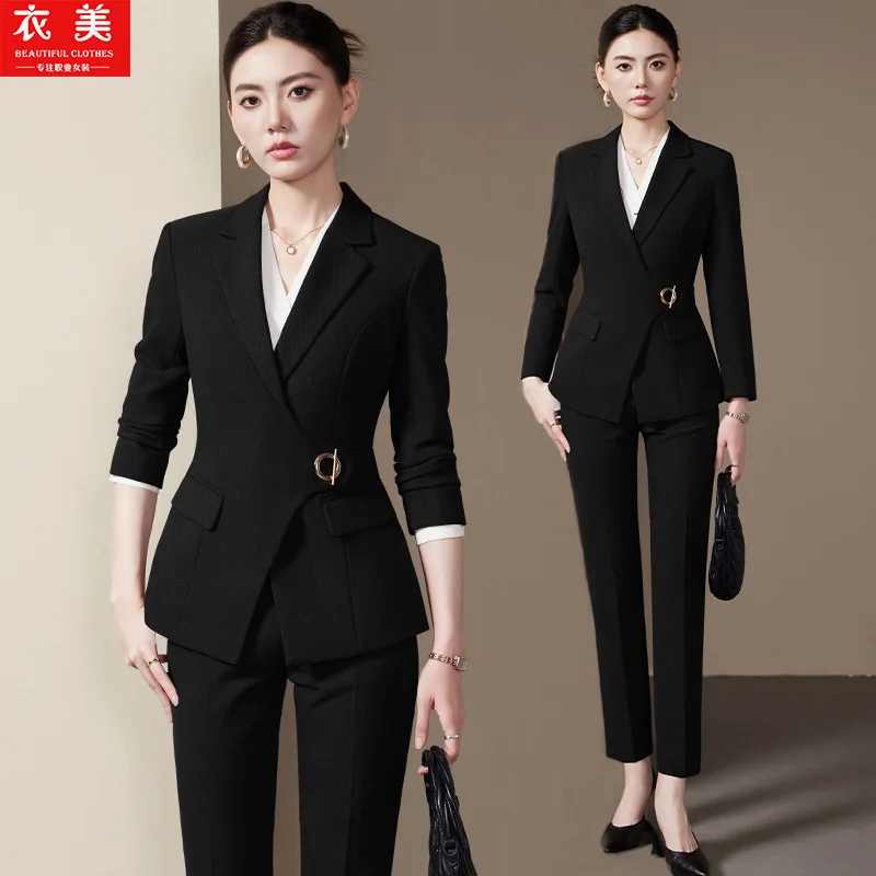 Purple women's blazer for spring and autumn, new high-end manager uniform for jewelry stores and beauty salons, waist-cinching s