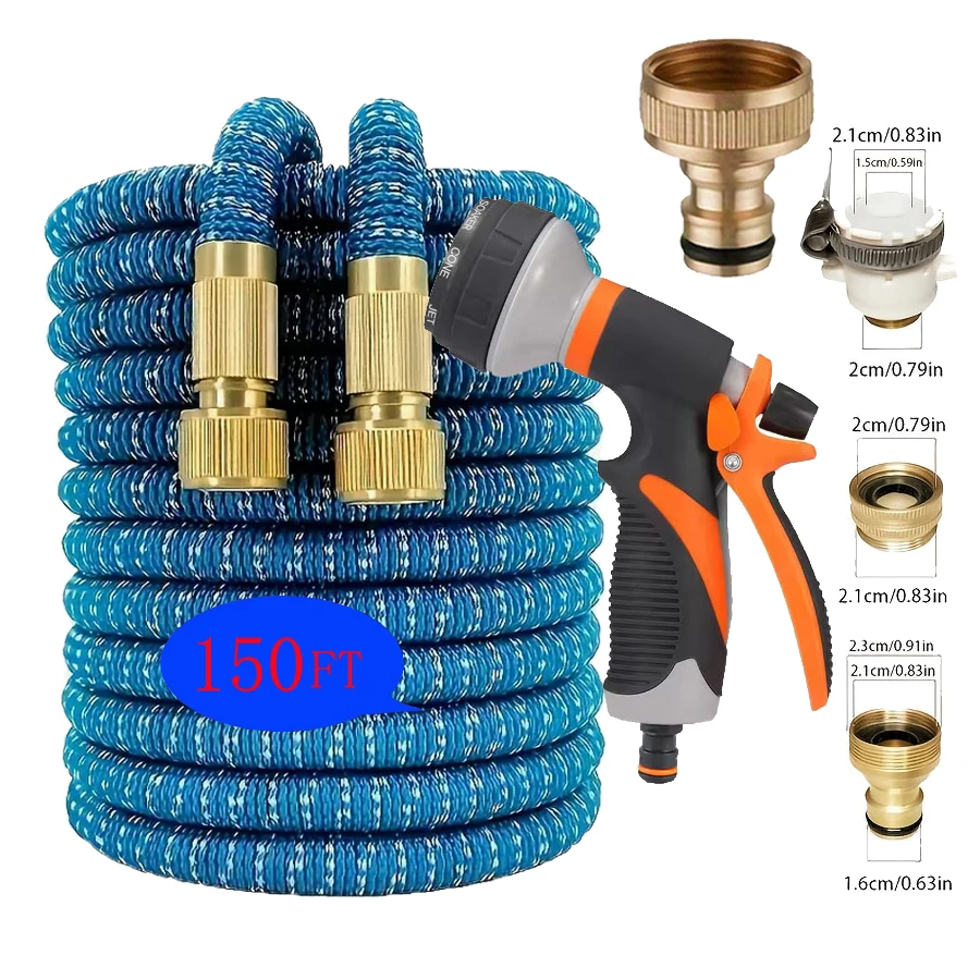 

150FT Expandable Water Hose with Spray Nozzle & Faucet Connectors Kit