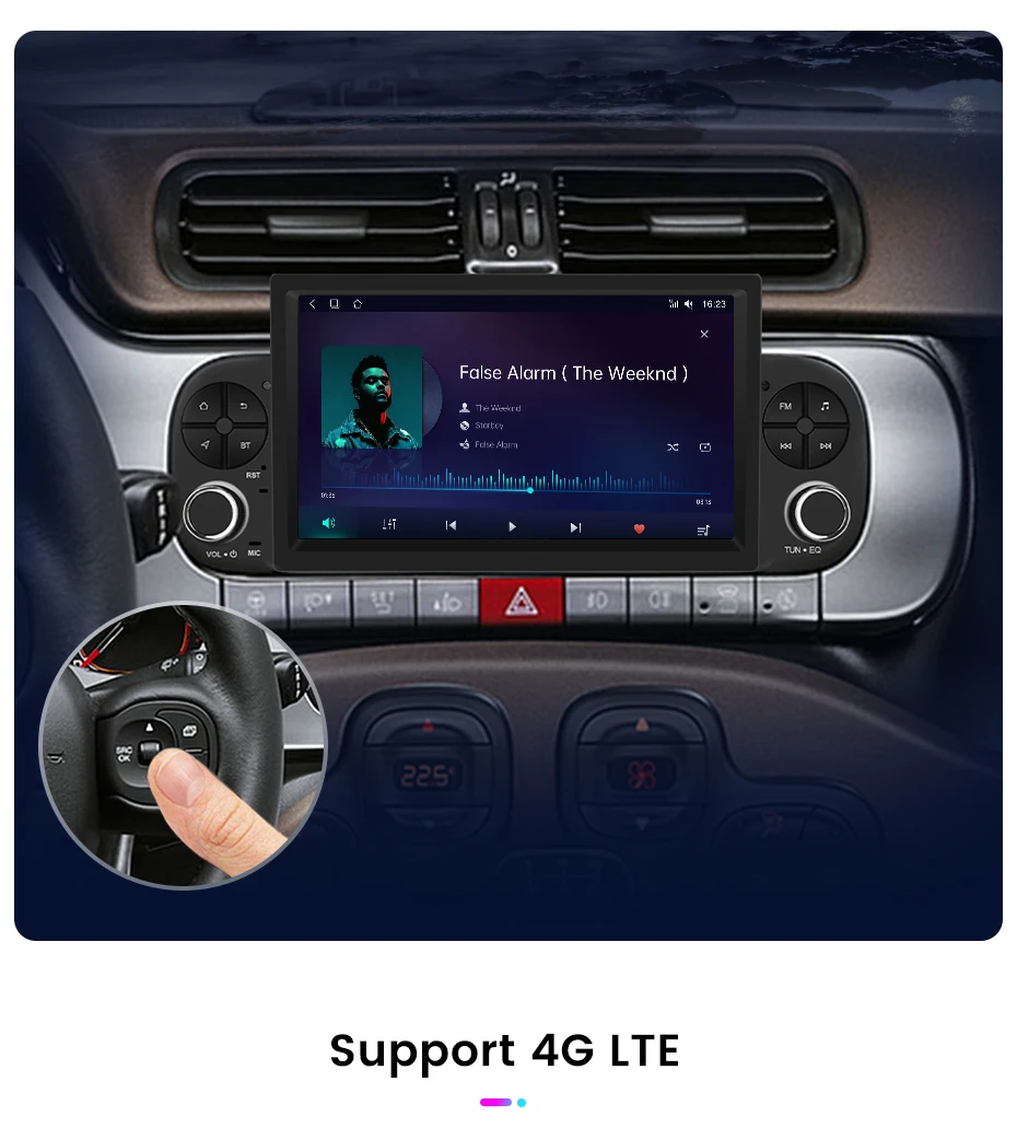 Junsun 7" Wireless Carplay Android Auto Autoradio für Fiat Panda 2013 2014 2015 2016-2020 Stereo GPS Multimedia Player 4G FM SWC – Detail 15