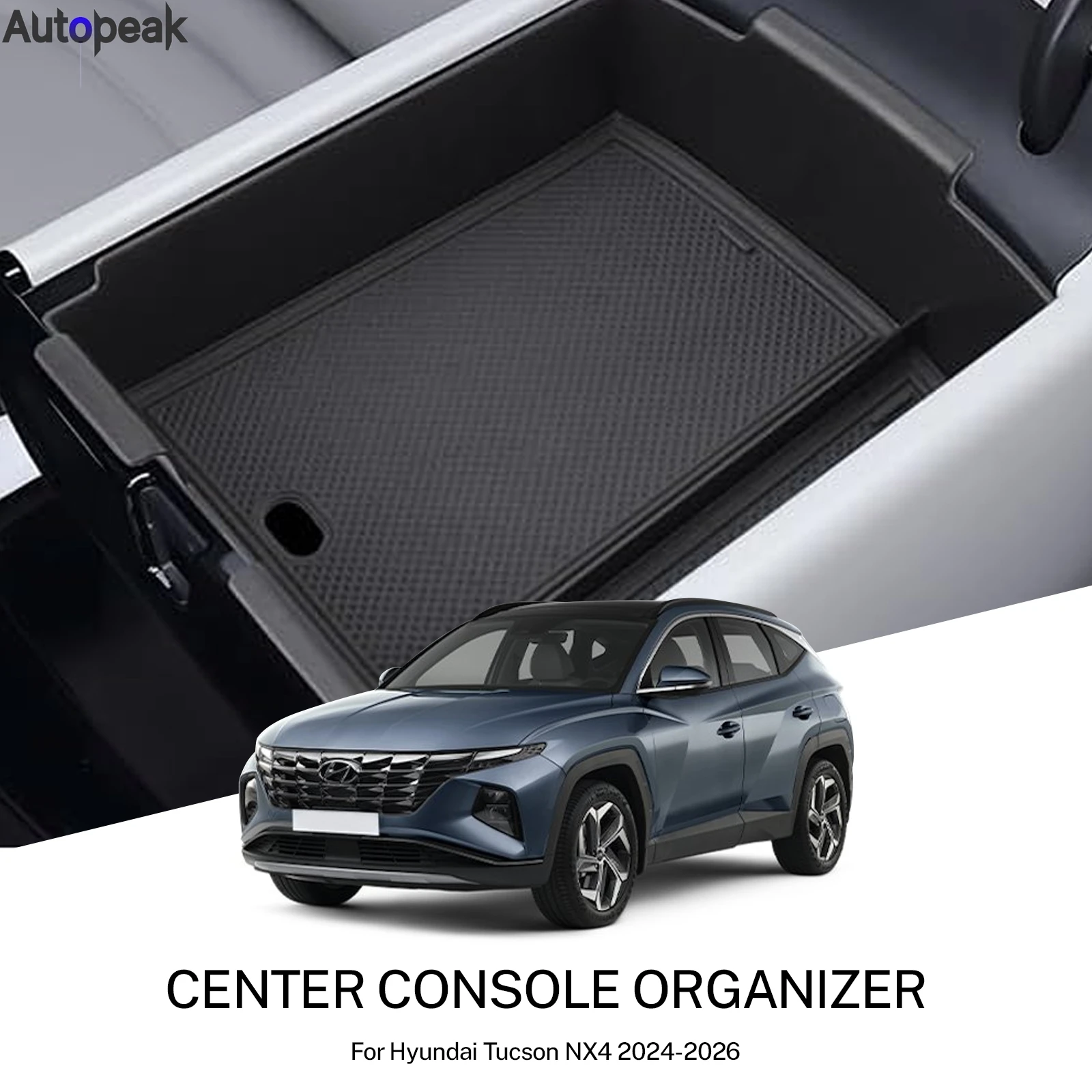Organizador Para Hyunda-i Tucson NX4 2021-2024 – Bandeja Para Consola Central (Automático) – Caja De Almacenamiento Para Apoyabrazos – Accesorio De ABS Que Evita El Desorden