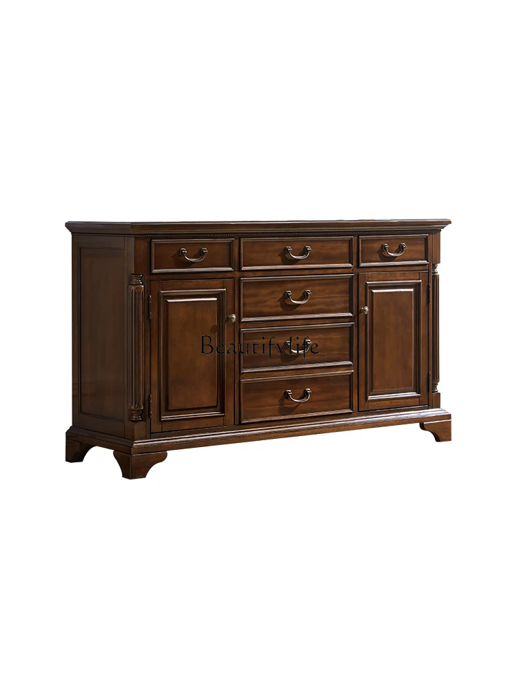 

American Country Solid Wood Vintage Sideboard Cabinet Retro Domestic Multi-Functional Storage Cabinet