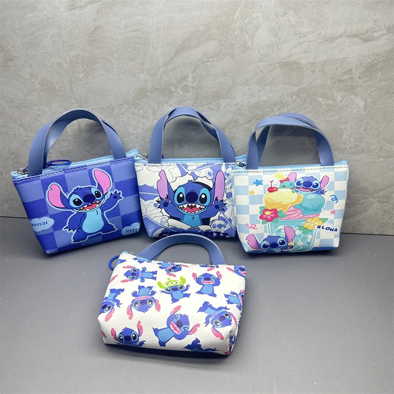 Disney Stitch Kids Mini Coin Purse Blue Cartoon Cute Stitch & Stitch Boys & Girls Key Earphone Storage Leather Hand Coin Purse