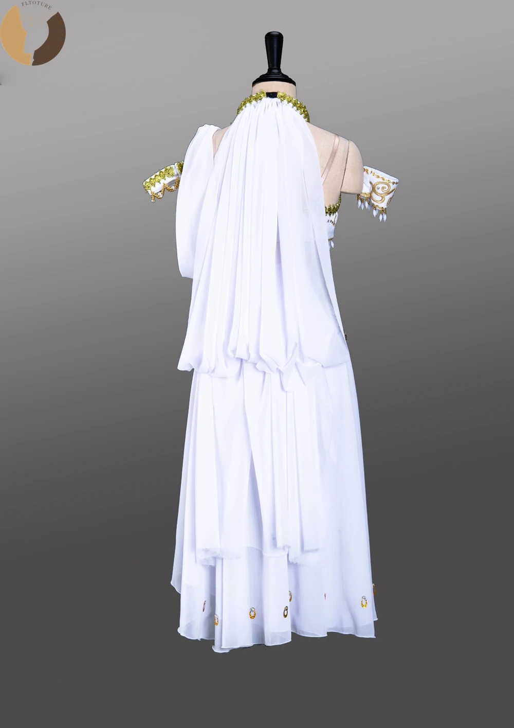 Fltoture 2023 Nieuwe Aankomst Meisjes Witte Chiffon Lange Rok Ballet Variatie La Bayadere Op Maat Gemaakte Podium Dans Kostuums Jurk