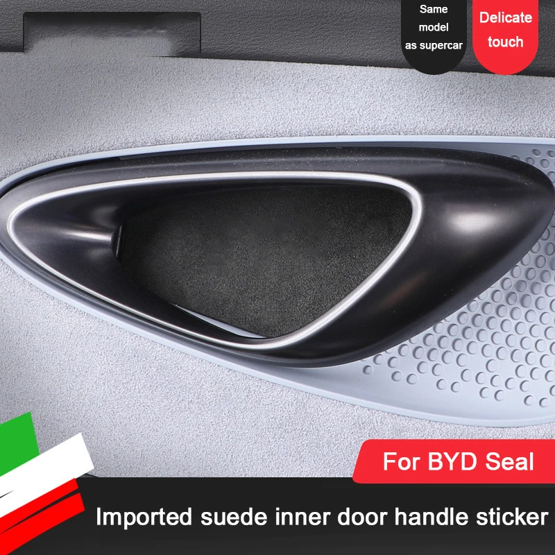 4pcs Suede For BYD Seal DMi EV Atto 4 2022 2023 2024,Car Inner Door Bowl Handle Patch Frame Trim Stickers Covers Auto Accessory