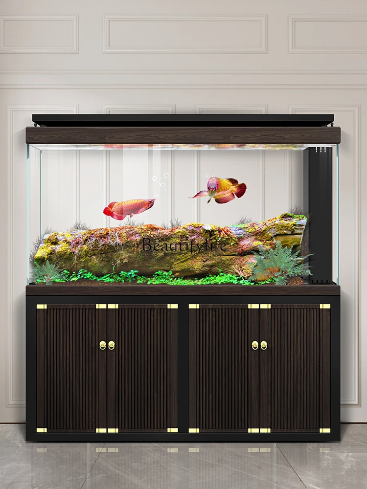 New Chinese Style Super White Fish Tank Living Room Home Subareas Screens Smart Replacement-Free Aquarium Large Bottom Filter