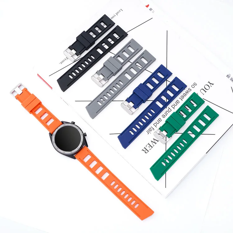 20mm 22mm Silicone Sport Strap Quick Release Square Hole Waterproof Men Rubber Replace Watch Band for Seiko for Citizen Huawei