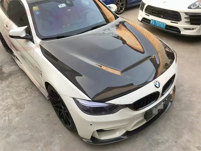 

GTS Style Real Carbon Fiber Front Bumper Engine Hood Bonnet Vent Cover For BMW M3 M4 F80 F82 F83 2014-2020