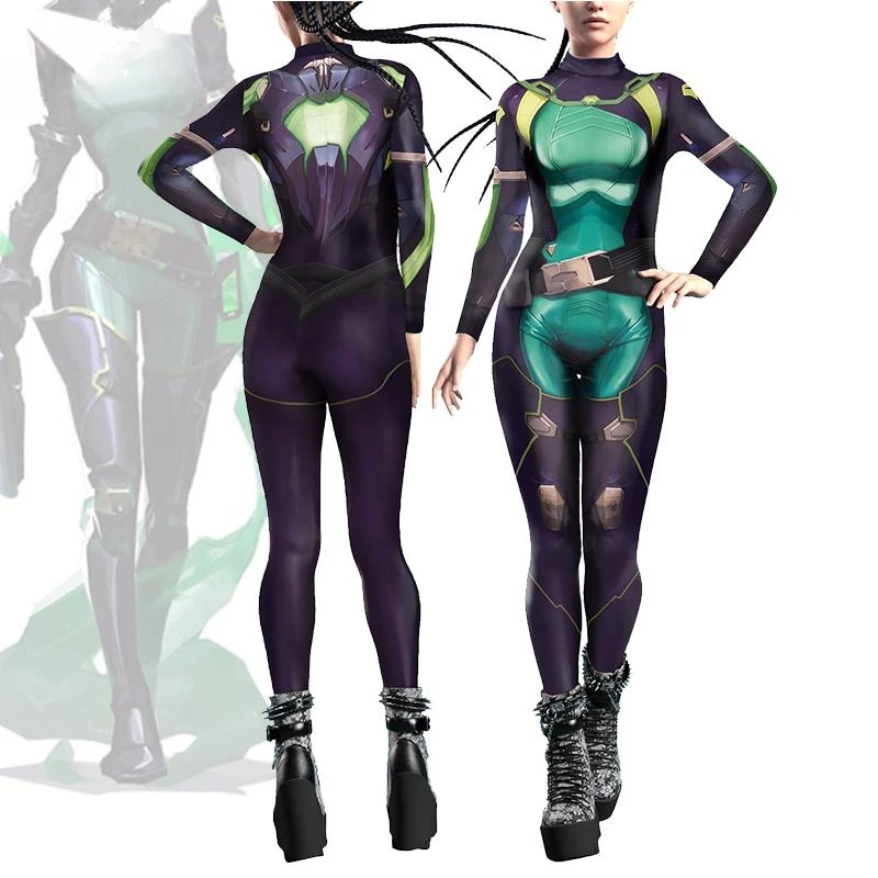 Teanoon Game Viper Cosplay Costumes pour femmes, tenue de fête 3D, costume de batterie Zentai, combinaison à manches longues, catsuit sexy, vêtements féminins