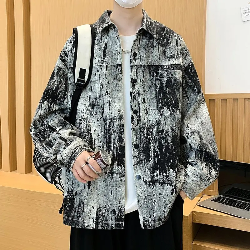 New 2026 Spring Men's Loose Lapel Shirt Men's Versatile Breathable Comfortable Casual Long Sleeve Jacket