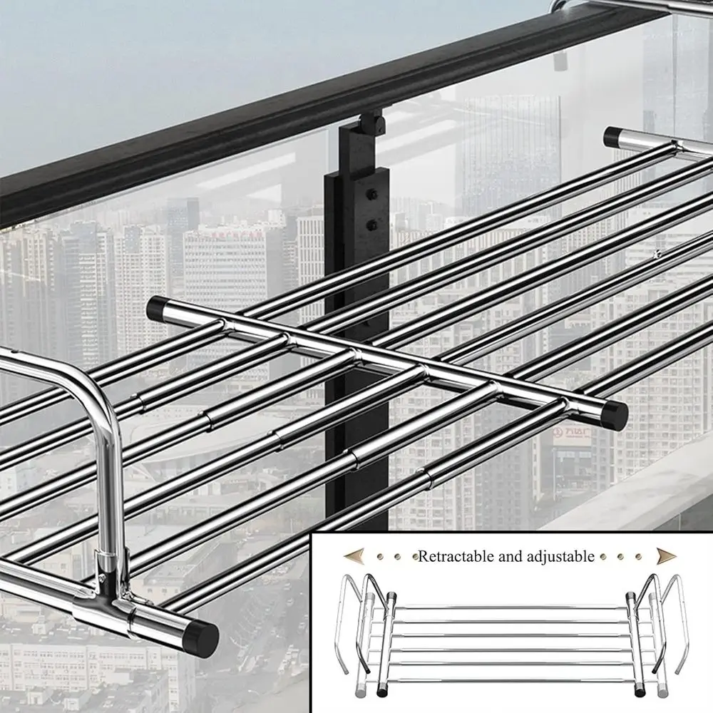 Indoor/Outdoor Stainless Steel Retractable Clothes Drying Rack, Wall-Mounted Space-Saving Laundry Hanger, Silver, 78