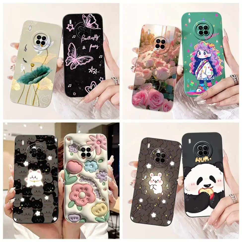 For Huawei Y9a Case Fashion Cute Cartoon Luxury Flowers Silicone Back Cover For Huawei Y9a Phone Case Shockproof Bumper FRL-L22