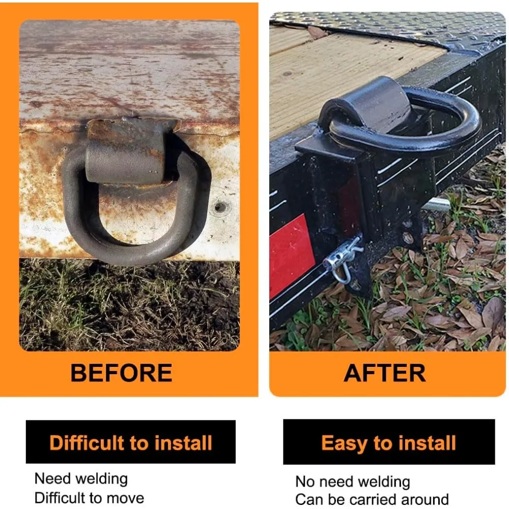 4PCS 16200lbs D Ring Tie Downs for Trucks and Trailers with Standard 2" x 4" Stake Pockets