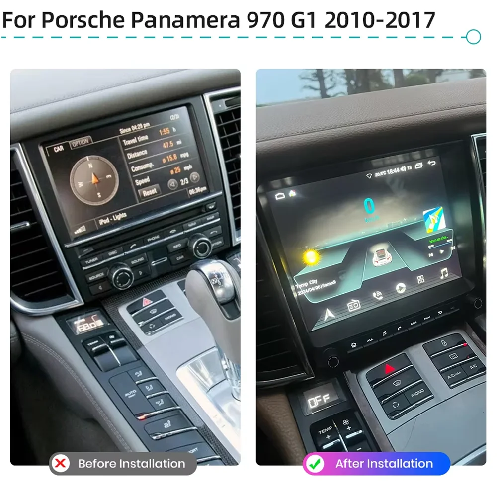 Autoradio Multimediale 8.4” con Carplay, Android 13.0, 2G+32G, DSP, IPS, Lettore DVD, GPS, Wi-Fi per Porsche Panamera 2012-2017