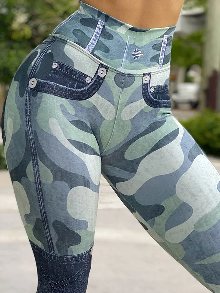 Leggings con estampado de camuflaje para mujer, mallas suaves de entrenamiento, pantalones de Yoga de cintura alta, ropa de gimnasio de licra, 2023