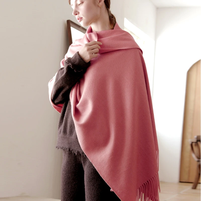 Bufanda de lana para invierno, chal a la moda para mujer, bufandas sólidas para adultos, chales y chales de lujo para otoño, Poncho, bufandas para mujer, envoltura Unisex