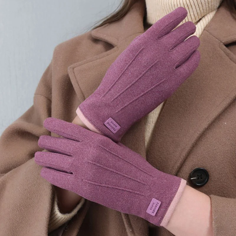 New Women Winter Thick Plush Gloves Fashion Warm Suede Outdoor Guantes Lady Touchscreen Driving Gloves Sports Cycling Mittens