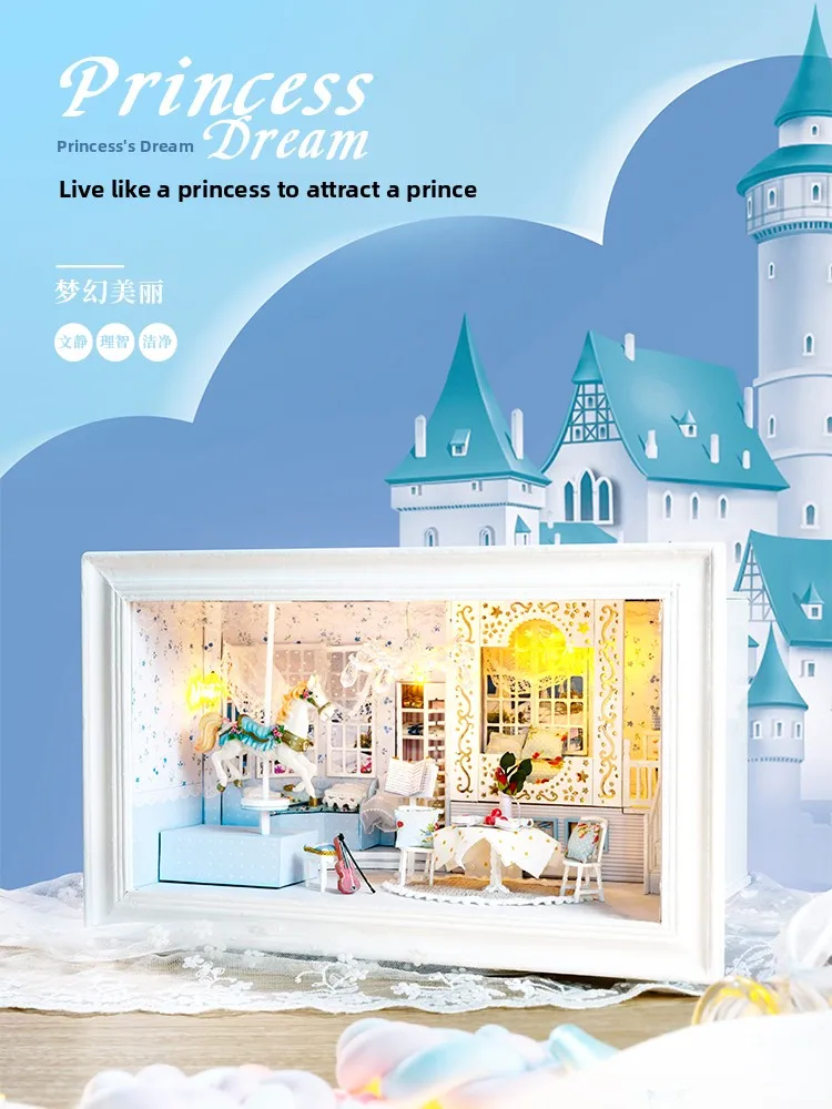 

DIY ature Princ Dr House Frame Handmade Assembly Small House Model Ornament Gift Wooden Building Model Kit for Adults