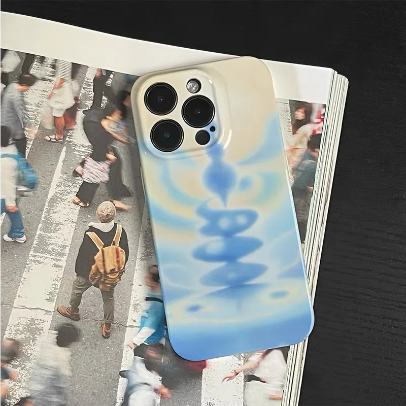 

Ins Misty Sculpture Art Blue Case for IPHONE 16E 14PRO MAX 13 12 MINI 15PLUS 15PRO 11Pro XR SE Acrylic Hard Mobile Phone Cases