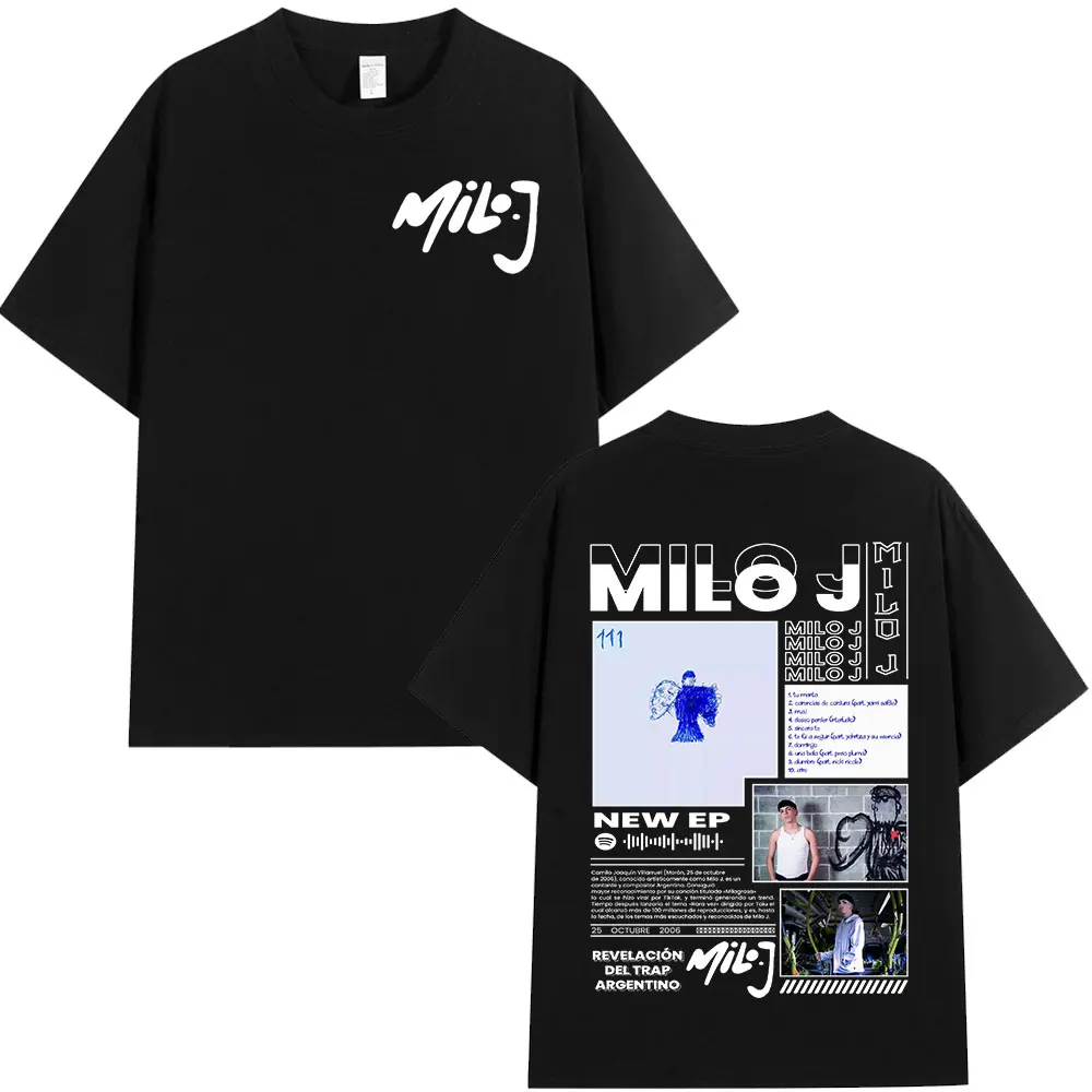 Rapper Milo J 111 Album Graphic Print T-shirts Men's Women Fashion Hip Hop Oversized T Shirts Cotton Casual Short Sleeve T-shirt