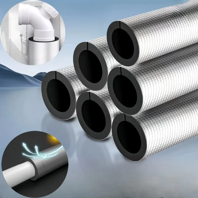 Open-style Self-adhesive Foam Pipe Insulation For Water Pipe Air-conditioning Aluminum Foil Insulation Sleeve Inner Dia 16-60mm