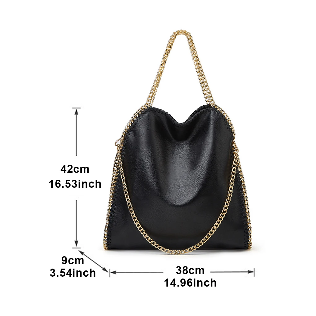 Black Stylish Tote Bag With Chain Strap For Women Fashionable Style Versatile Wide Application