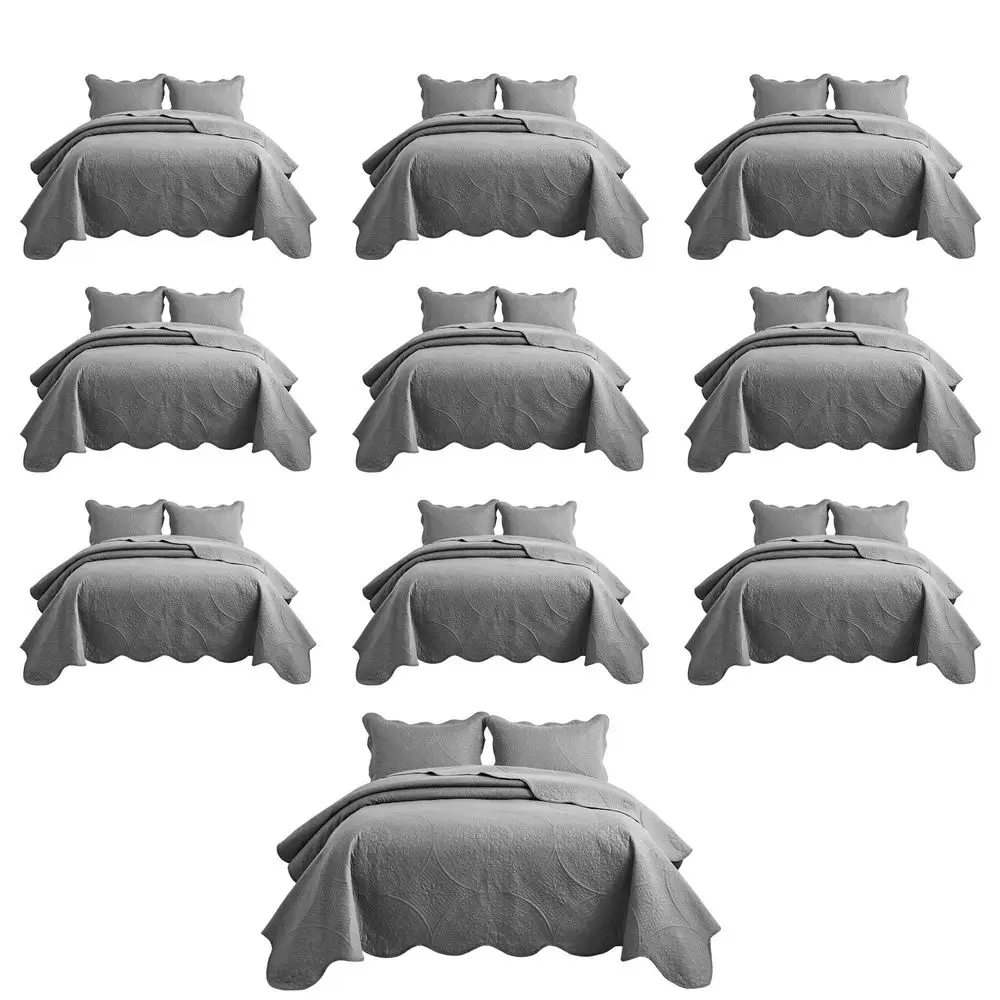 10 Pack Twin Quilt Bedding Set 68 x 86 Bulk Wholesale for Hotels, Guest Bedroom amp Airbnbs Lightweight Microfiber Reversible F