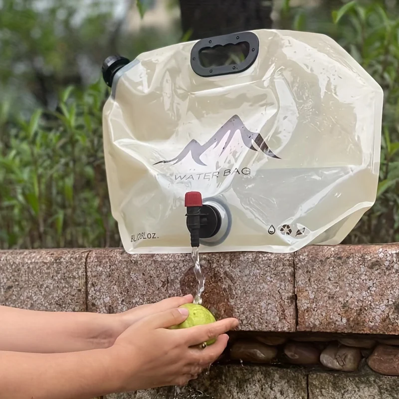 8L Camping Water Bag Portable Folding Water Bucket Large Water Container Outdoor Travel Collapsible Pouch Can Camping Supplie