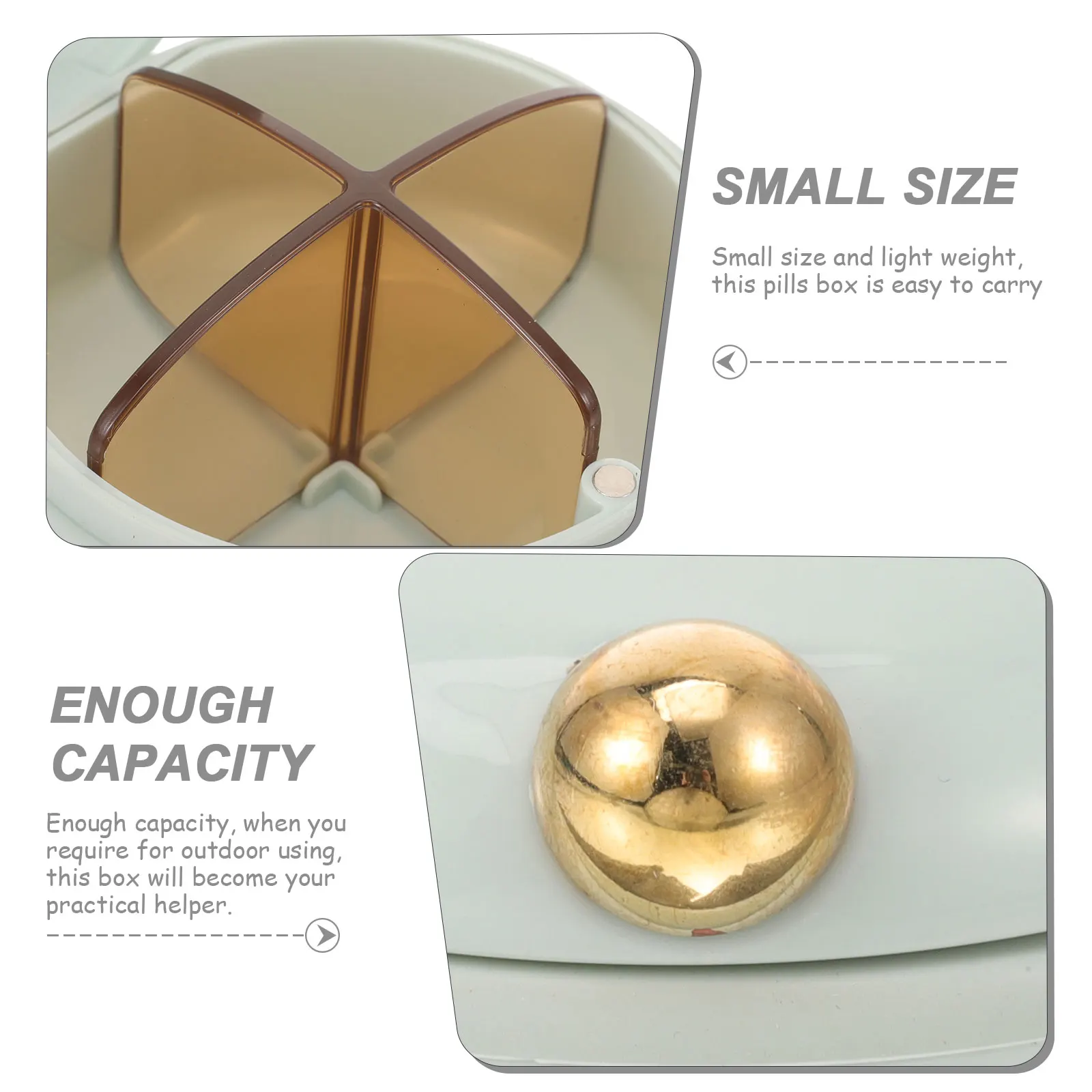 

Sealed Pills Box Portable Travel Case 4 Compartments for Medicine Storage Small Pills Container Size Light Weight