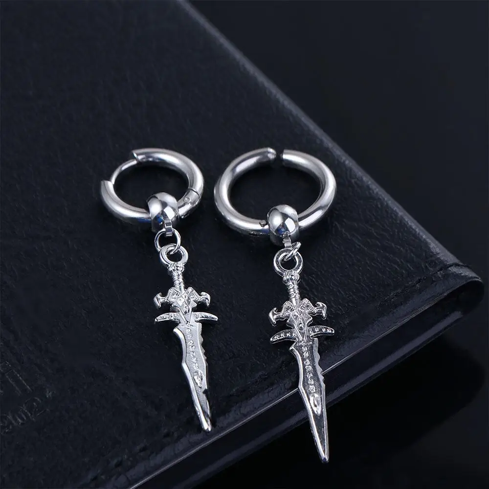 Punk Personalized Stainless Steel Black Silver Cross For Women Ear Cuff Men Ear Clips Korean Stud Earrings Clip On Earrings