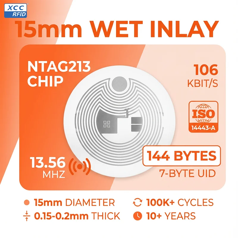 15mm NTAG213 Chip NFC Tag Sticker Rewritable 144-Byte Memory Compatible with NFC-Enabled Smartphones view 2