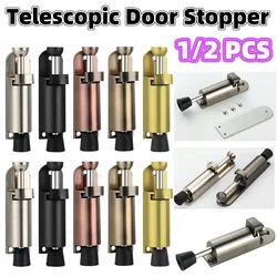 1/2PCS Telescopic Door Security Kit Spring Loaded Door Chock Metal Adjustable Position with Foot Brake Wedge Wall Protector Tool
