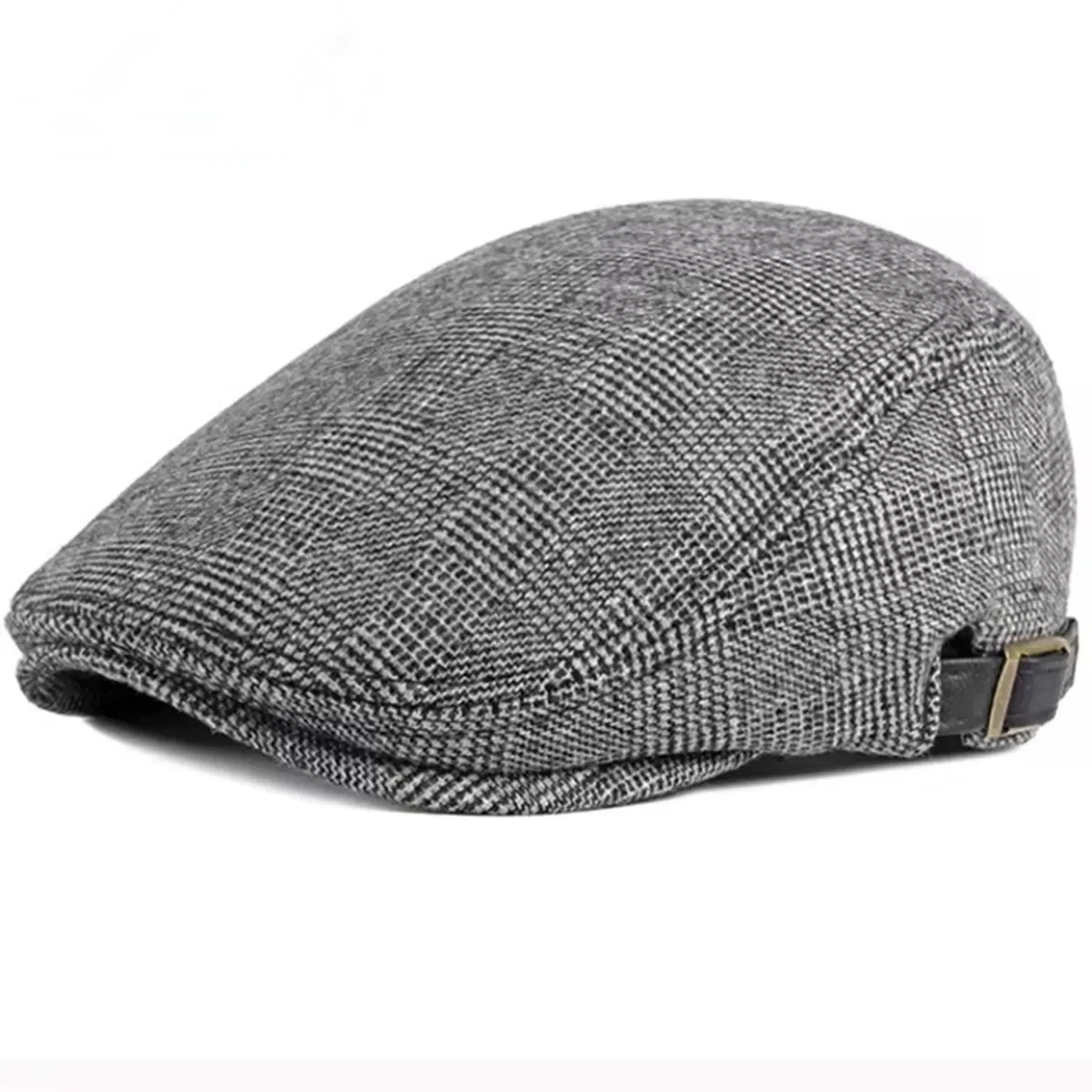 Men Retro Herringbone Grid Newsboy Caps British Painters Hats Side Buckle Adjustable Flat Cap Hip Hop Berets