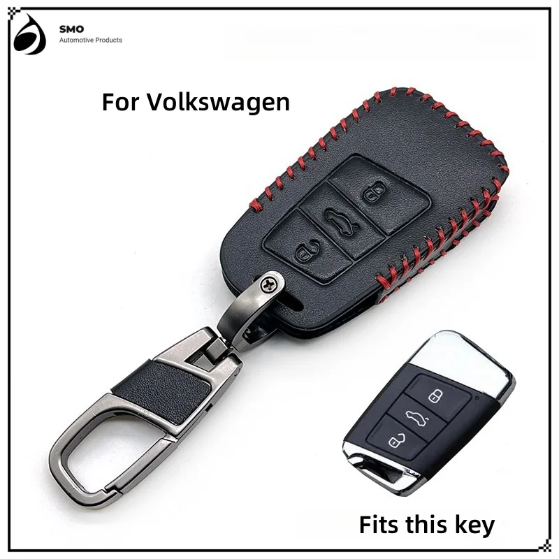 

For Volkswagen Key Holder Sagitar Lavida Lamando Bora Tiguan T-ROC Magotan Passat Tharu Dermis Hand-sewn Key Bag Key Protecto