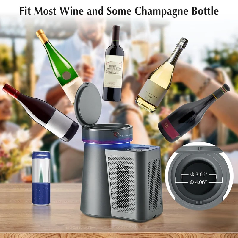 Electric Wine Chiller,34°F-68°F Temperature Control Single Bottle Portable Cooler For Red/White Wine, Champagne