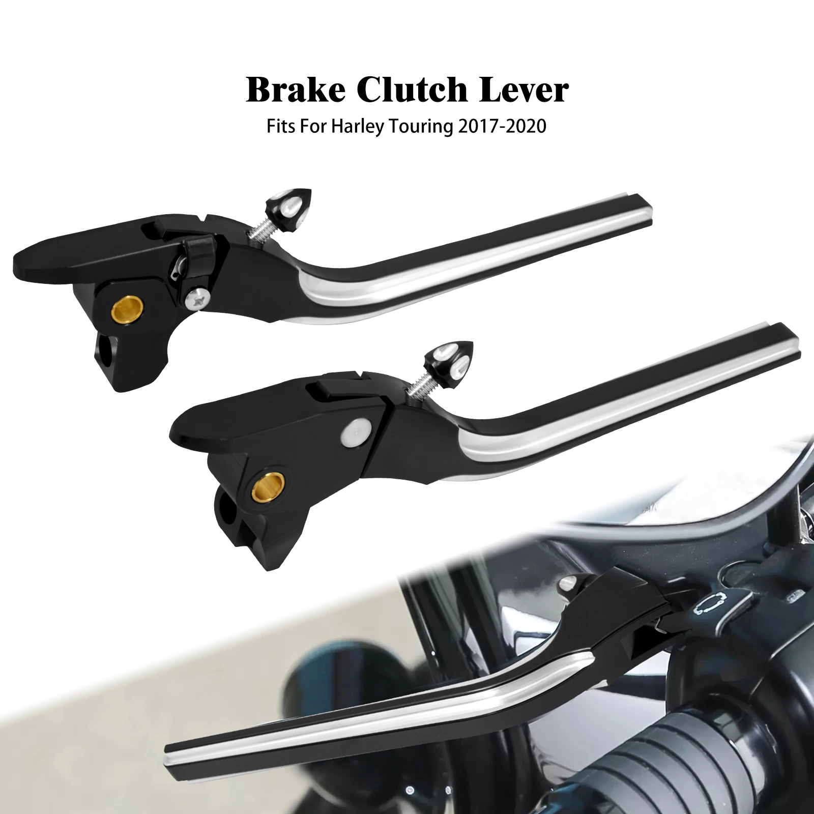 

Motorcycle Brake Clutch Levers Adjustable Hand Control Lever For Harley Touring Road King Street Electra Glide FLTRX Trike 17-20