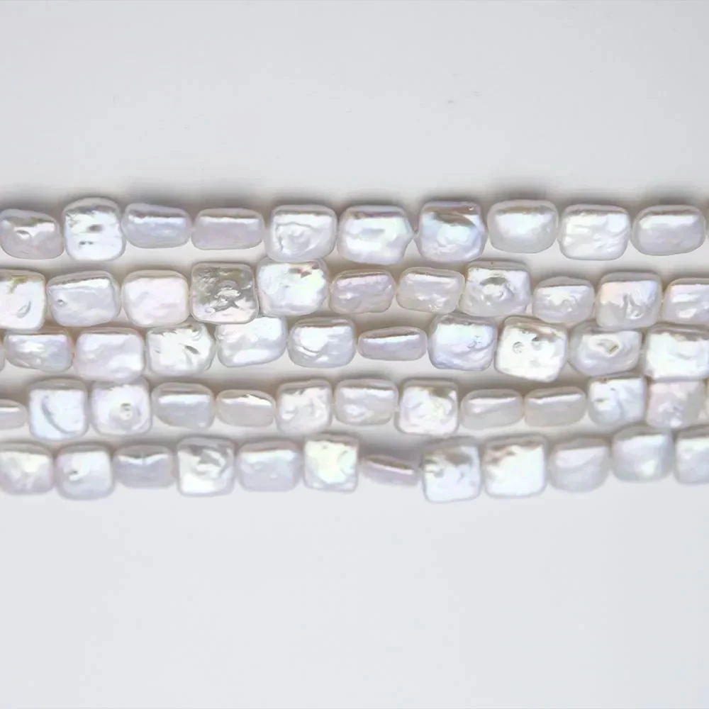 

Square 10x10mm Natural Freshwater Pearl Bead String High-quality White 39cm DIY Bracelet Necklace Jewelry Accessories 1 Strand