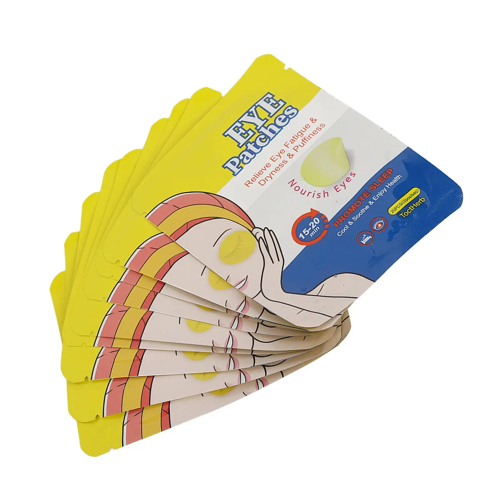 피로 완화, 깊은 휴식 및 부종 제거를 위한 쿨링 아이 패치 10쌍 상쾌하고 진정시키는 수면 보조제