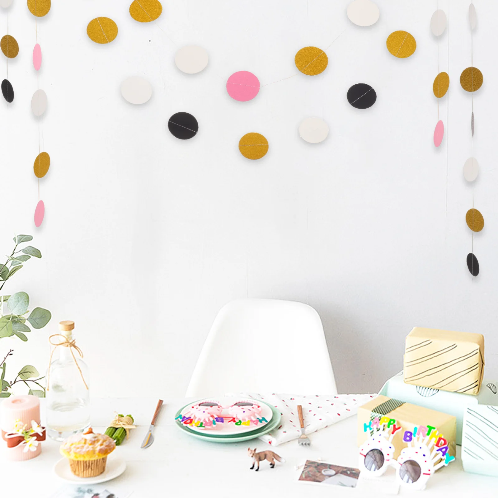 

4Pcs Circle Dot Garland Paper Streamer Birthday Party Hanging Banner Decoration Xmas Wedding Shower Hanging Circle Garland