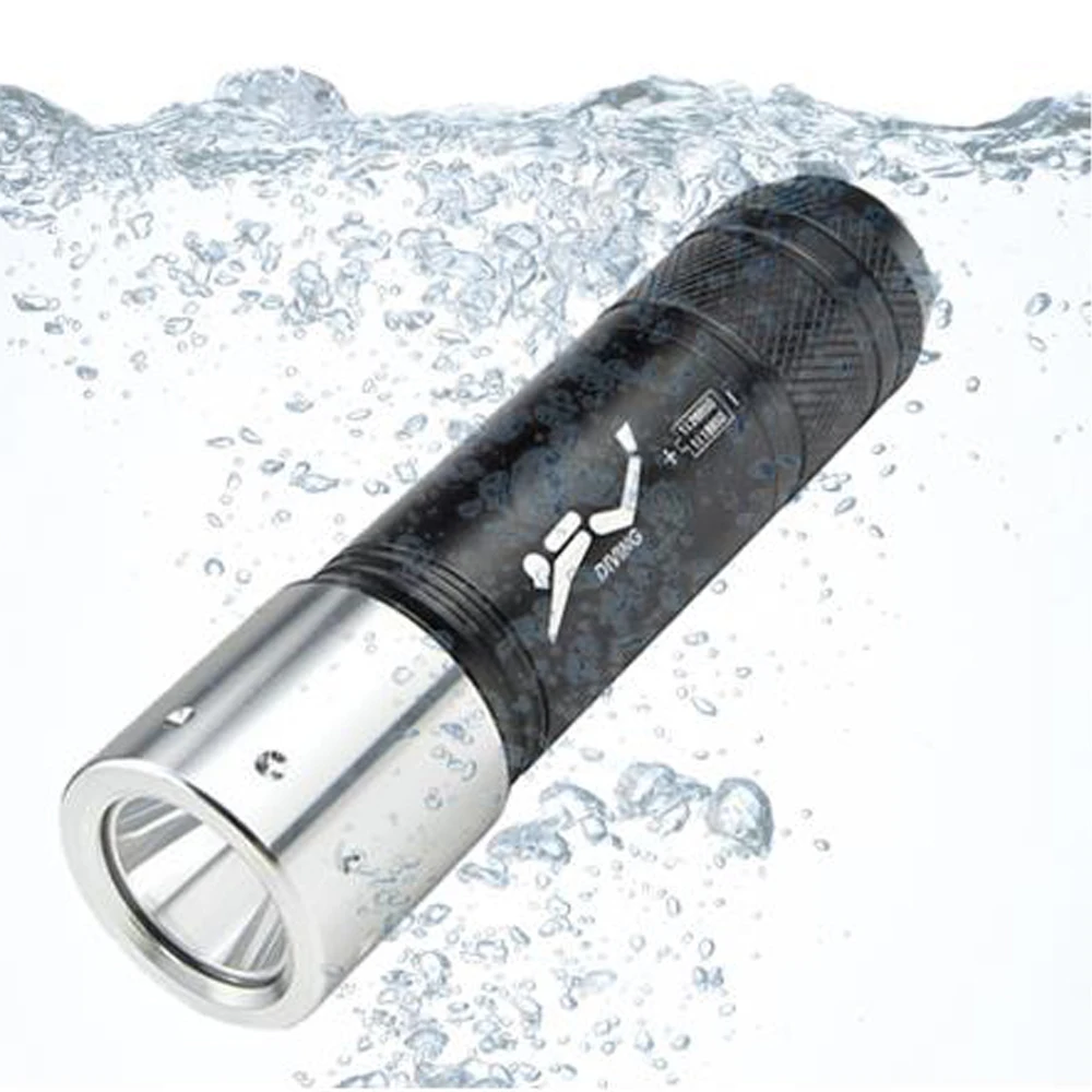 2000LM Diving flashlight T6 LED Super bright light uses 18650/26650 battery three-gear button switch underwater Dive headlight