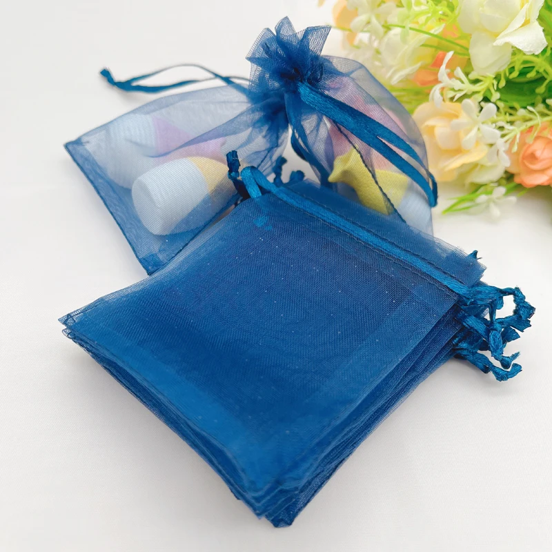 

1000pcs Wedding Sachet Pouches Navy Blue Gift Bag Drawstring Organza Bag Blue Organza Gift Bags Jewelry Packaging Storage Bags