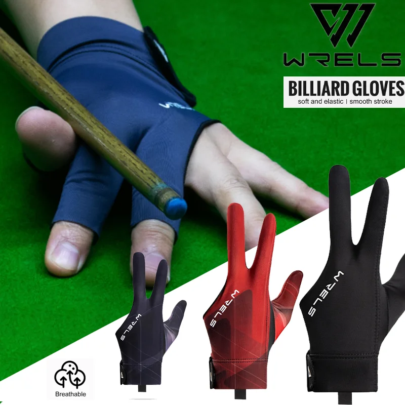 WRELS 1pc Billiards Glove Breathable Non Slip Elastic Three Fingers Glove Adjustable Left and Right Hand Snooker Billiard Glove
