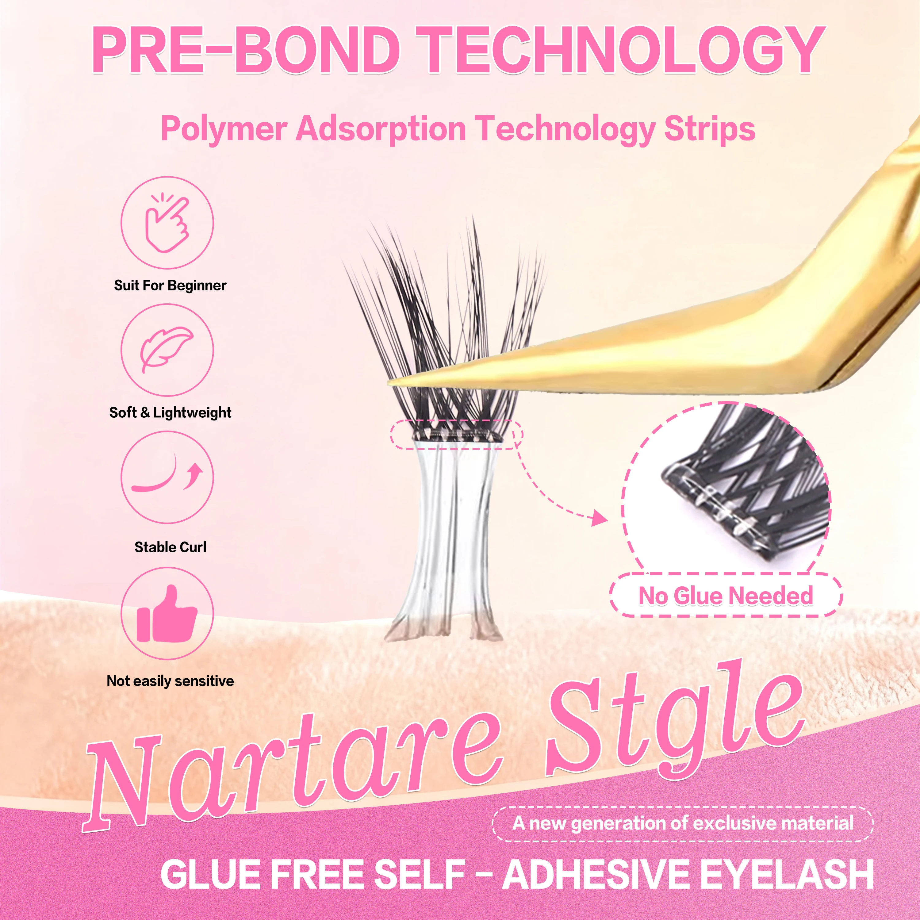 ขนตาปลอมแบบติดเองคุณภาพสูง ยอดนิยม ใช้ซ้ำได้ 3-4 ครั้ง ทำมือ ความจุเยอะ งอน C ผสม ขยายขนาด ตาสองชั้น