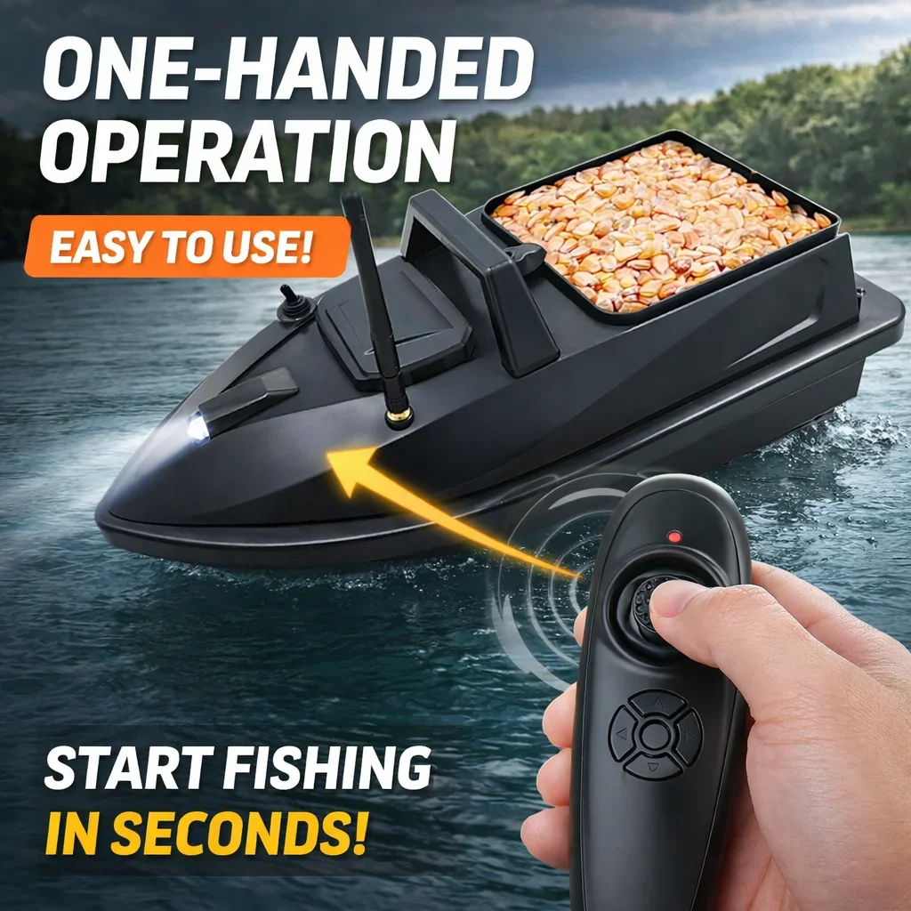 Fixed Speed Cruise Remote Control Bait Boat 2.4G Waterproof 500M Nesting Boat 1.5KG Loading Night Lighting RC Fishing Bait Boat