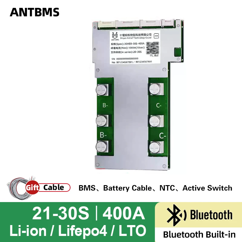 Smart ANT BMS 21-30S 72V 84V 96V 120V Hochspannungs-LiFePO4 Li-Ionen-Akku 400A 1000A BMS für Elektromotorrad mit Bluetooth