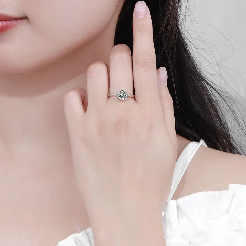 Snowflake Twisted Band Ring 2ct Moissanite Women's PT950 Platinum-2ct snowflake twisted face,low-key luxury,office wear standout