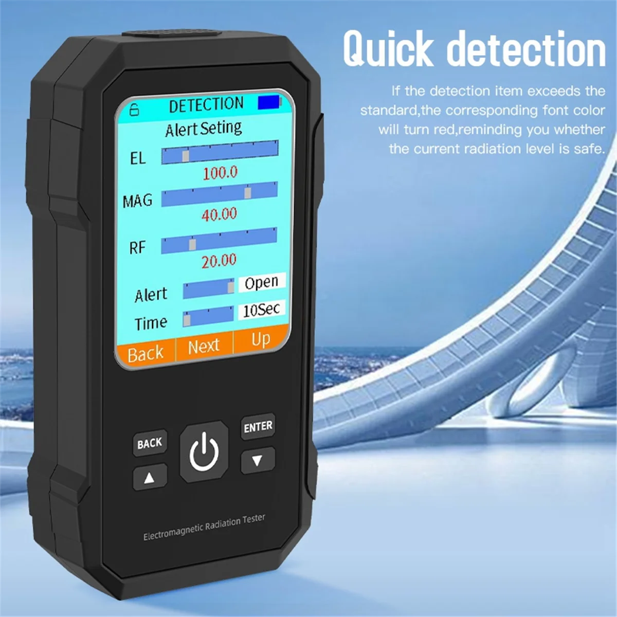 Digital Electromagnetic Radiation Detector Electric Field Magnetic-Field Intensity Tester EMF Meter VT-ER2 Black