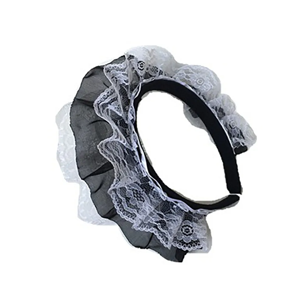 

Sweet Three Layer Lace Lolita Headbands Maid Cosplay Photography Props Ruffled Lace Headwear Lolita Hair Hoop Party