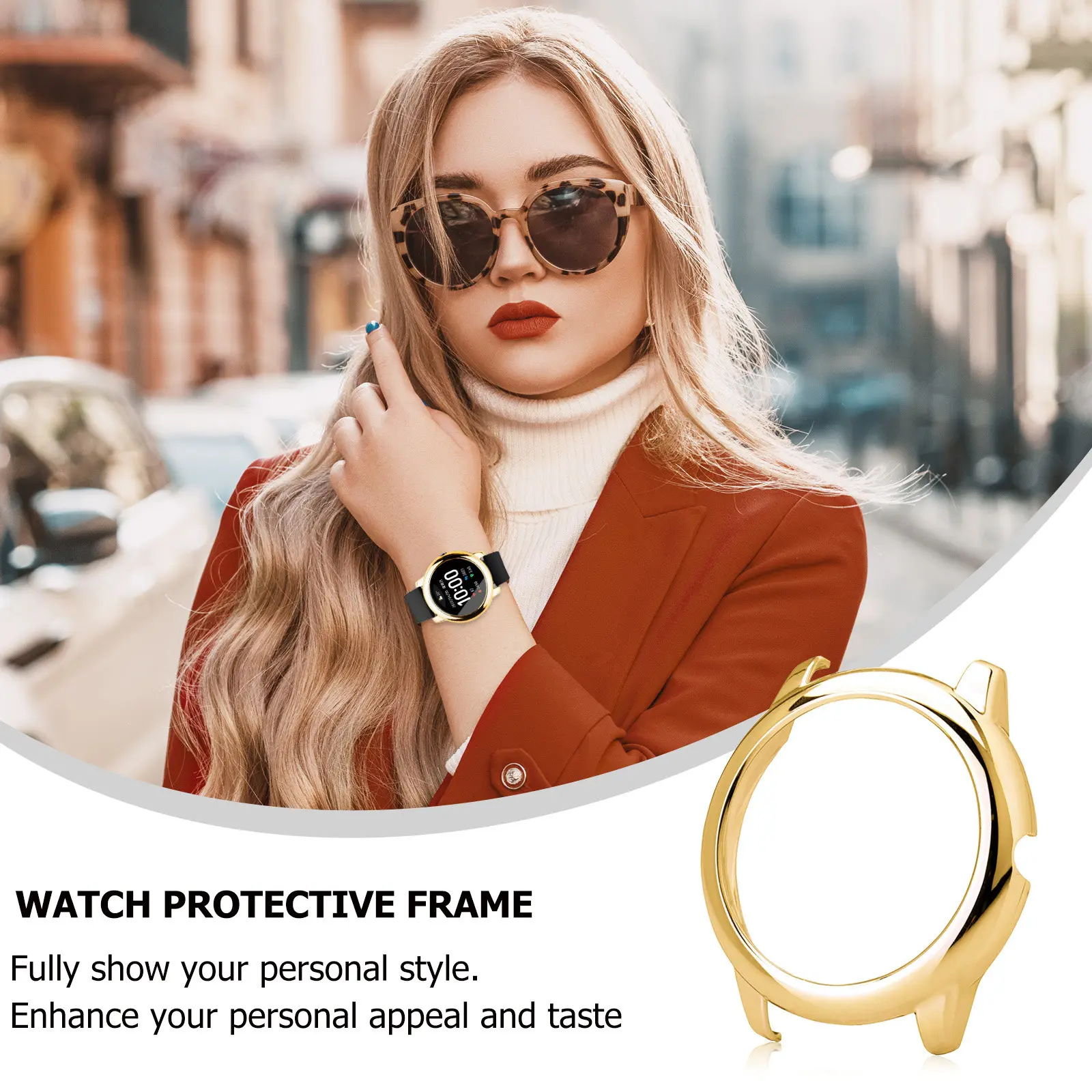 Capa protetora para relógio, 1 peça, cor metálica, leve, capa protetora, fácil instalação, compatível com haylou solar ls05 smart
