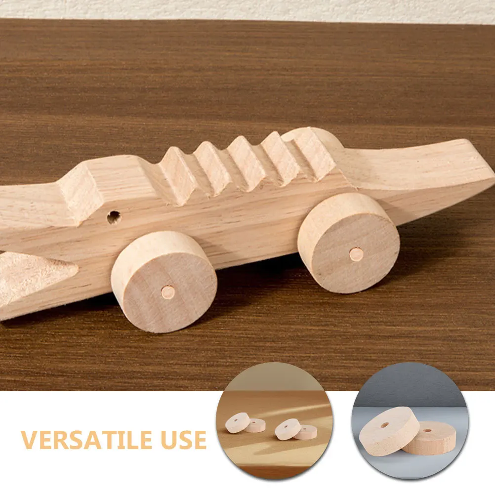 20 pcs Handmade Car Wood Wheels 35Mm With 5Mm Center Hole Natural Unfinished Diy Craft Supplies For Cars Kids Projects Wooden